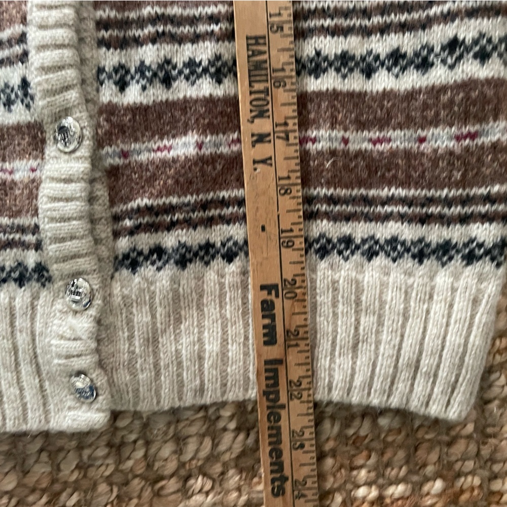 Aston Vintage Handmade Wool Sweater Striped Beige and Brown Women's Sweater - Picture 7 of 8